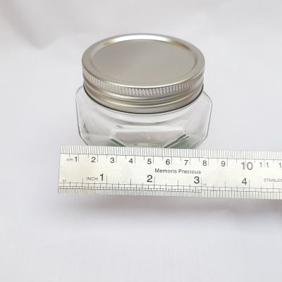 اندازه جار شیشه عسل الماس 250 گرم درب کانتینری