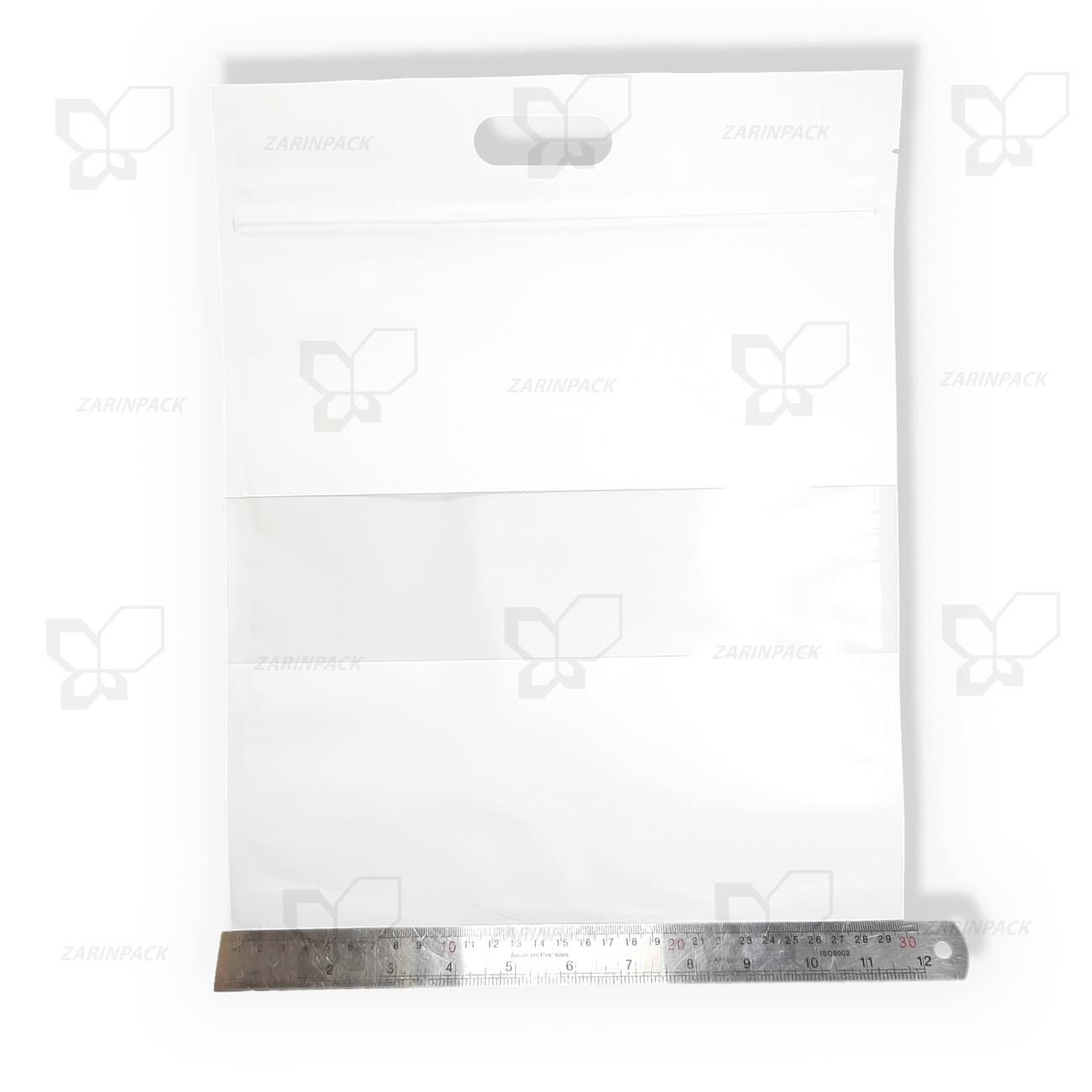 ابعاد پاکت گلاسه سفید زیپ دار 40×30 ابعاد پاکت گلاسه سفید زیپ دار 40×30