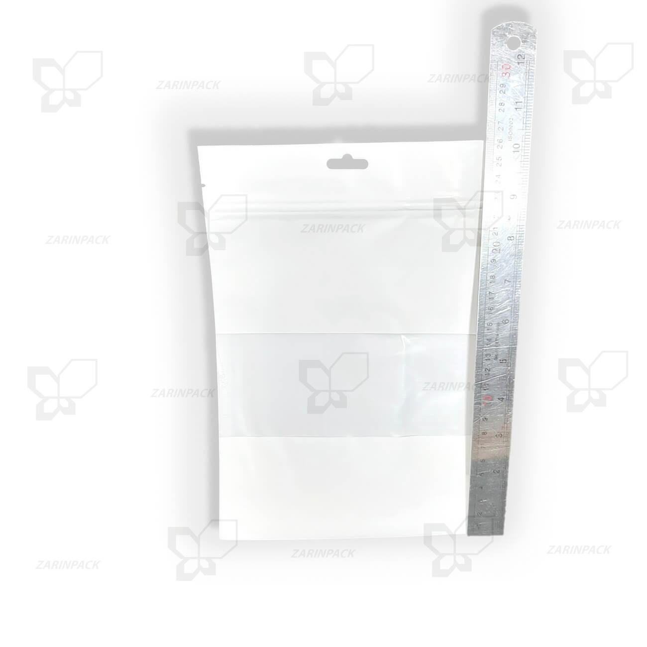 ابعاد پاکت گلاسه سفید زیپ دار 27×18 ابعاد پاکت گلاسه سفید زیپ دار 27×18